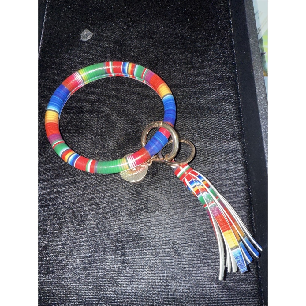 Fashion Leatherette Bangle Bracelet Wristlet Key Rings Keychain‎ 4604